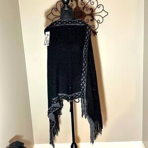 Maxsport  Shawl/Poncho One Size Pullover Black And Gray Sequin